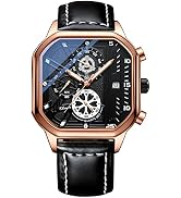 Avaner Men's Wrist Watches Square Leather Analog Quartz Watch with Calendar