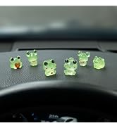 Rislobx Luminous Frog Car Dashboard Decor, 6PCS Fun Frog Car Dash Decorations Car Rear View Mirro...