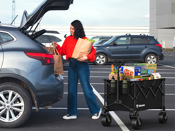 Hikemoon utility shopping grocery collapsible folding wagon cart for beach