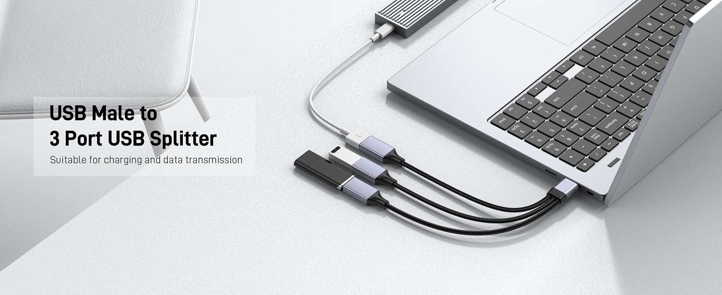 USB Splitter 1 in 3 Out Cable