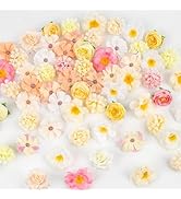 ATTGREAT Fake Flower Heads Mini Silk Flowrs Bulk Small Flower 3D Loose Faux Daisy Rose Sunflowers...