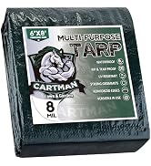 CARTMAN Finished Size 6x8 Feet Waterproof Heavy Duty Poly Tarp 8 Mil Thick, Multipurpose Protecti...