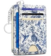 Kelvoris Bird Flowers Credit Card Holder Small Wallet Women, Slim RFID Blocking Wallet Woman Keyc...