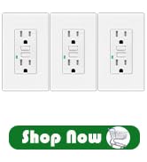 GREENCYCLE 3PK GFCI Outlet 15Amp,and Weather Resistant, GFCI Receptacle with LED Indicator,Wall P...