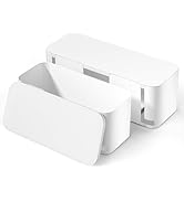 YECAYE 2 Pack Cable Management Box with Inner-Lock Lid, Large and Medium Sizes, Cord Organizer Bo...