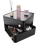 Rotating Makeup Organizer, Cosmetic Display Case with Brush Holder Perfume Tray, Multi-Function S...