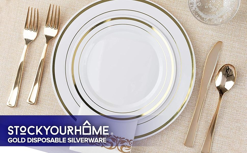 gold silverware disposable