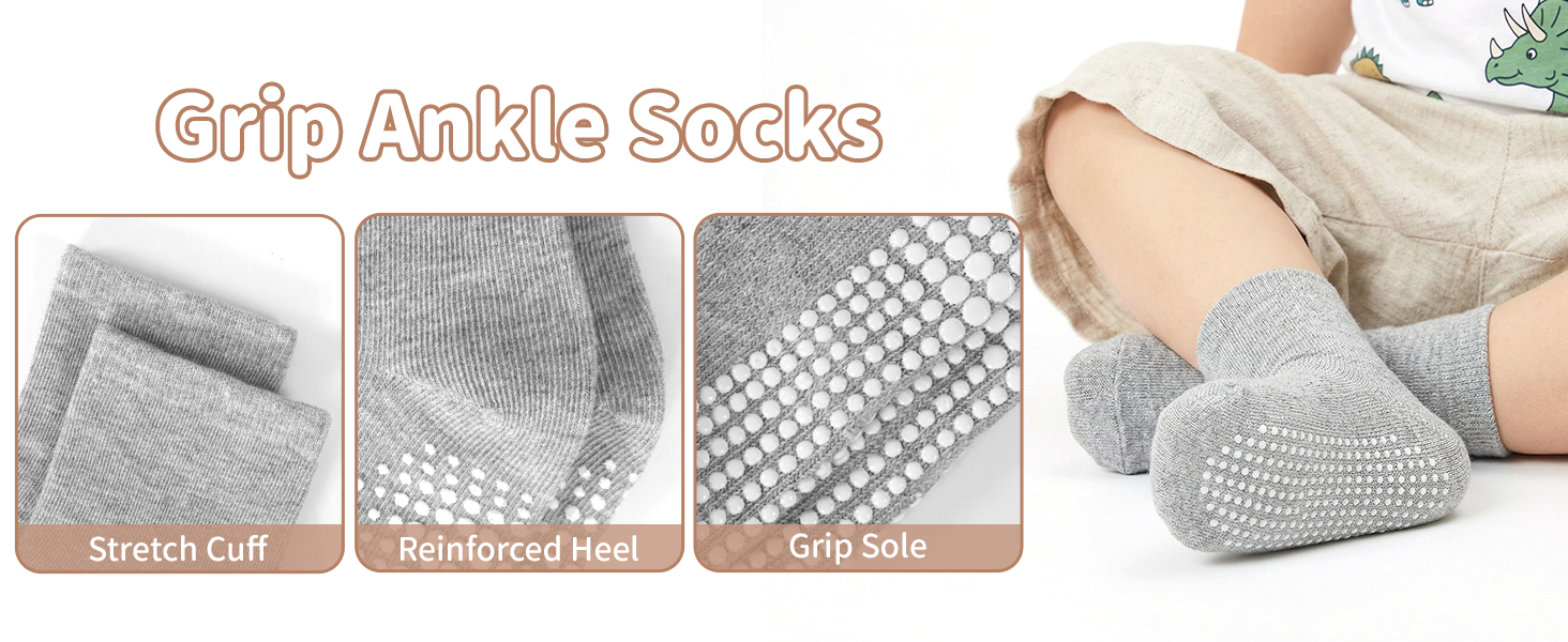 Tphon Baby Non-Slip Grip Ankle Socks 12 Pack-Designed for a healthy,safe,happy childhood