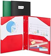 Sooez 3 Pack 2-Pocket Folder with Prongs, Plastic Folders with Pockets and Prongs Including Label...