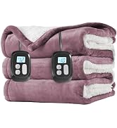 LaffyLo Electric Heated Blanket King Size 90 x 100, Dual Control, Fast Heating Blanket, Dual-Side...