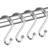 Metal Shower Curtain Hooks, Set of 12, Rust Proof Shower Curtain Hooks Rings, Durable S Shaped Ho...