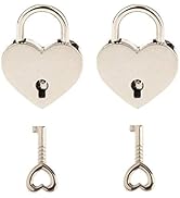 2 Pieces Small Metal Heart Shaped Padlock Mini Lock with Key for Jewelry Box Storage Box Diary Bo...