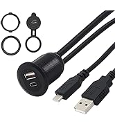 SinLoon USB C & USB A 2.0 Mount Cable 2 Ports USB C & USB A 2.0 AUX Flush Mount Car Mount Extensi...
