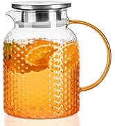 PARACITY Glass Pitcher Squama Designed 34 oz, High Borosilicate Water Pitcher, Iced Tea Pitcher w...