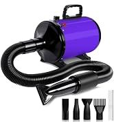 IVY&LANE Dog Dryer for Grooming,High Velocity Dog Hair Dryer Force Blower with 4 Nozzles,Adjustab...