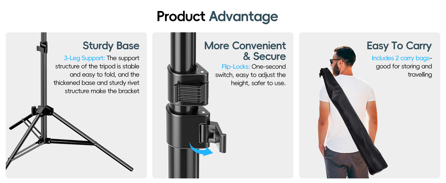 EMART 7 Ft Light Stand for Photography, Portable Photo Video Tripod Stand