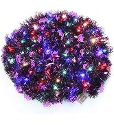 CCINEE Halloween Prelit Tinsel Garland, 33 Ft Spooky Bat Metallic Hanging Garland with 100 Multic...
