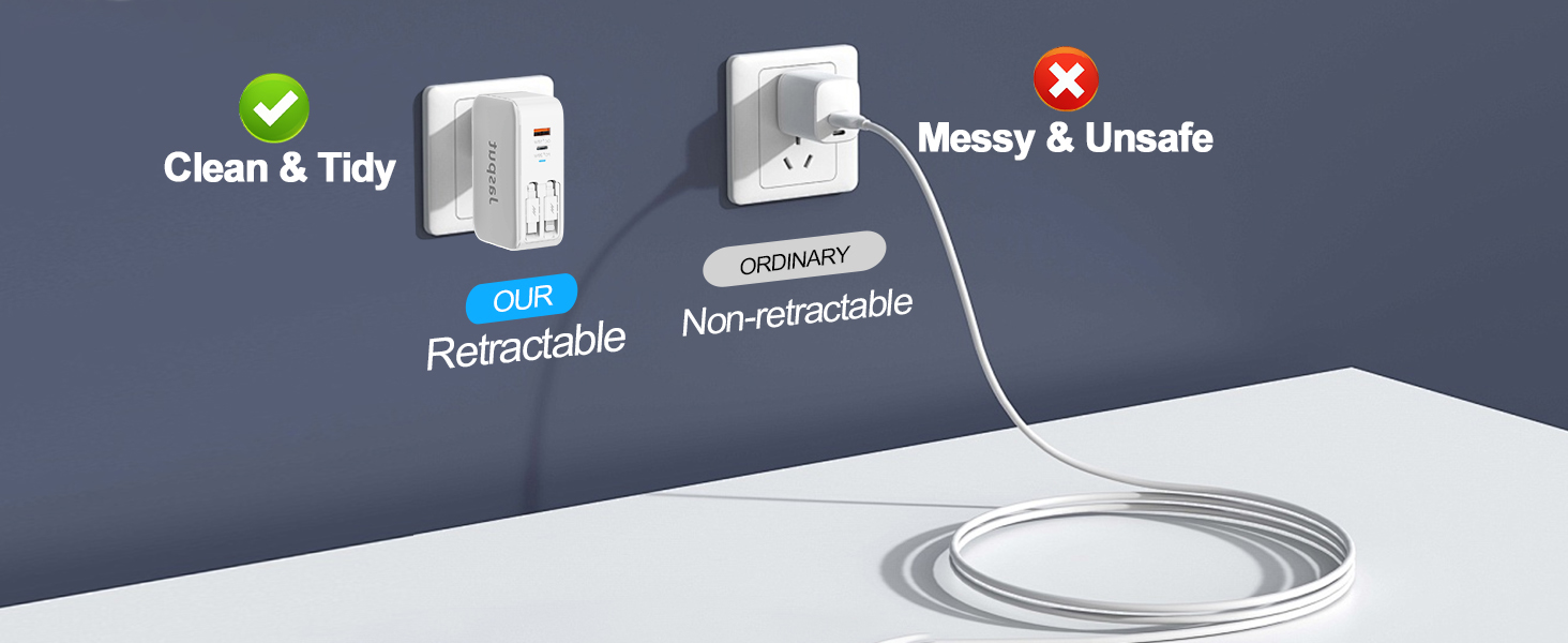 retractable charger wall plug