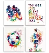 Frimeeme Soccer Posters For Boys Bedroom,Soccer Wall Art,Graffiti Football Sports Prints, Teen Ro...