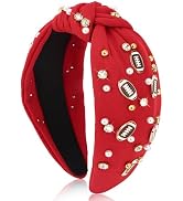 BAHABY Football Headbands for Women Crystal Football Embellished Wide Top Knot Headband for Women...