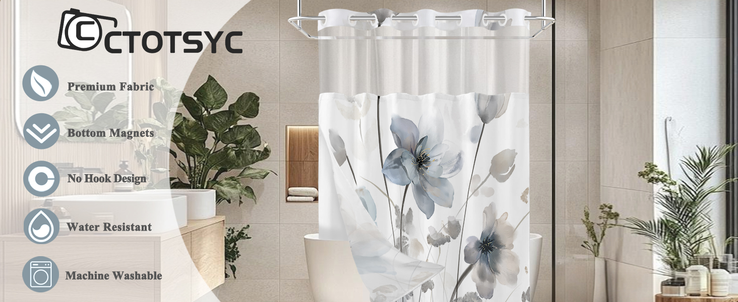 flower shower curtais for bathroom