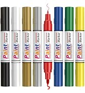 ANYUKE Oil Based Paint Pens Paint Markers: 8 Colors Dual Tip Permanent Markers(0.7mm & 3mm), Wate...