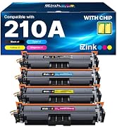 E-Z Ink 210A with Chip Compatible for HP 210A Toner Cartridges 4 Pack 210X to Use with HP Color L...