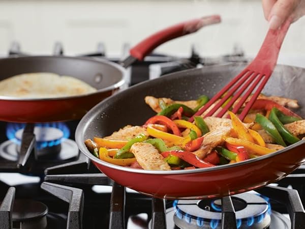 Rachael Ray skillet, red skillet, fry pan, frying pan, nonstick skillet, skillet set,10 inch skillet