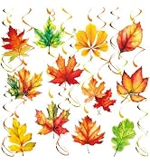 30Pcs Fall Maple Leaf Hanging Swirls, Thanksgiving Ceiling Hanging Decorations Fall Leaves Swirls...