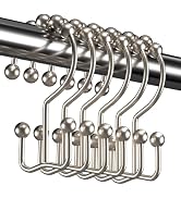 Titanker Shower Curtain Hooks, Shower Curtain Rings Rust Proof Metal Double Glide Shower Hooks Ri...