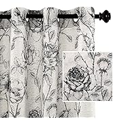 H.VERSAILTEX Boho Floral Linen Curtains, Semi Sheer Light Filtering Curtains, Drapes 84 Inch Leng...