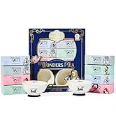 Alice’s Adventures in Wonderland Tea Assortment Gift Set, Includes 2 Ceramic Cups and 32 Tea Bags...