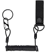 TACNEX Pistol Coil Lanyard Duty Belt Keepers w/D Ring MOLLE Key Holder Secure Spring Sling Metal ...