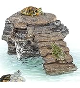 REPTIZOO Turtle Tank Filter, 120GPH Turtle Filter Basking Platform with Detachable Bridge for Cli...