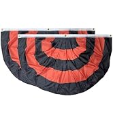 2PCS 2x4 Ft Halloween Pleated Fan Flag Outdoor Decorations Hanging Orange Black Bunting Flags Hal...