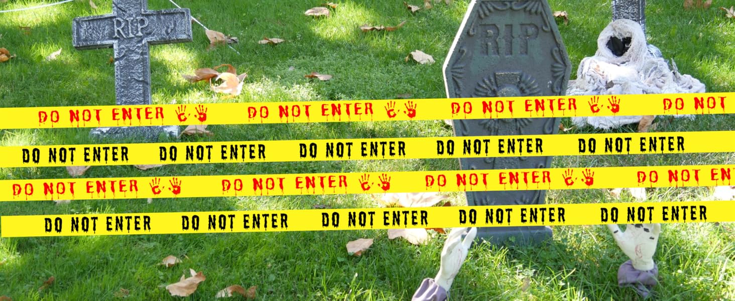 Halloween Decor Yellow Do Not Enter Warning Tape