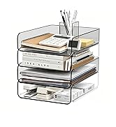 FANXIYQ 4-Tier Acrylic Paper Tray Organizer