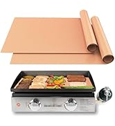 UBeesize 2 Pack Nonstick Copper Grilling Mats for 22 Inch Blackstone Griddle, Resuable Cooking Ma...