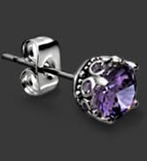 Purple Stud Earrings, Hypoallergenic Stainless Steel Cubic Zirconia Earrings