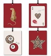 BILLAION Red and Leopard Cologne Car Air Freshener 4 Pcs, Cheetah Print Lucky 8 Ball Star Poker H...