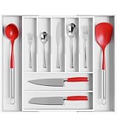oridom Large Premium Bamboo Silverware Organizer - Expandable Drawer Organizer & Utensil Organize...