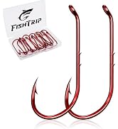 FishTrip 100pcs Baitholder Fishing Hooks, Double Barbed Long Shank Offset Bait Holder Fish Hook f...