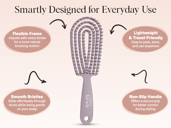 Flexible Hair Brush for Women and Men Adults & Kids Ulta-Smooth Bristles for Wet or Dry Strands