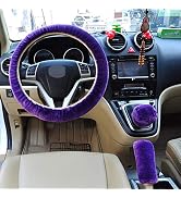 Cdycam Non-Slip Car Decoration Steering Wheel Handbrake Gear Shift Cover Plush New (Purple)