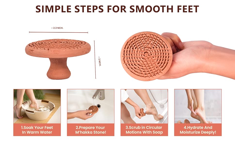 Terracotta foot scrubber, pumice stone for feet, callus remover tool, natural foot care solution