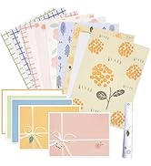 KSIWRE 48 PCS Stationery Paper and Envelopes Set,16 PCS Lined Stationary Writing Paper with 8 PCS...