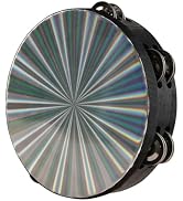 Radiant Tambourine 8 Inch Hand Held Drum with Double Row jingles, Reflective Tambourines Percussi...