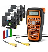 Vixic Label Maker Machine with-Tape, E1000 Industrial Cable Wire Heat Shrink Labeler with 4-Pack ...