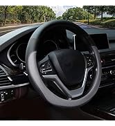 Valleycomfy Microfiber Leather Steering Wheel Covers Universal 15 inch (Gray)
