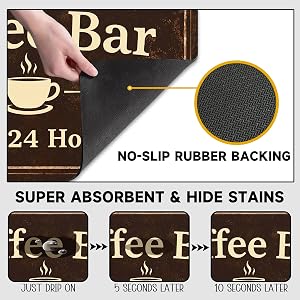 Vintage Coffee Bar Coffee Drying Mat 12" x 19", Absorbent Quick-Dry Mat